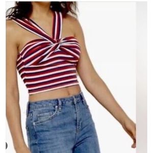 💥TOPSHOP Striped Knotted Cropped Top💥 NWOT